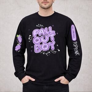Fall Out Boy Long Sleeve Shirt Men Medium Black Pop Punk Graphic Band Tee 2018
